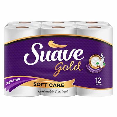 Papel higiénico SUAVE GOLD soft care 12 rollos