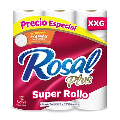 Papel higiénico ROSAL súper rollo triple hoja 12 rollos