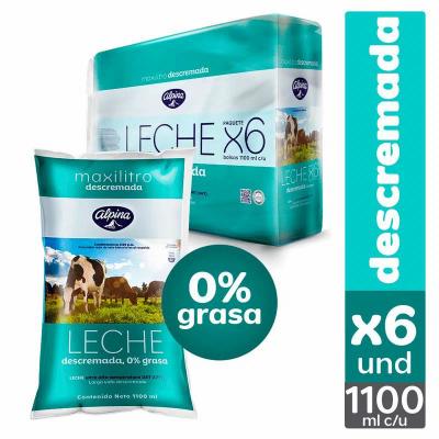 Leche ALPINA descremada sixpack 1100ml