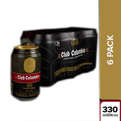 Cerveza CLUB COLOMBIA negra lata sixpack 330ml