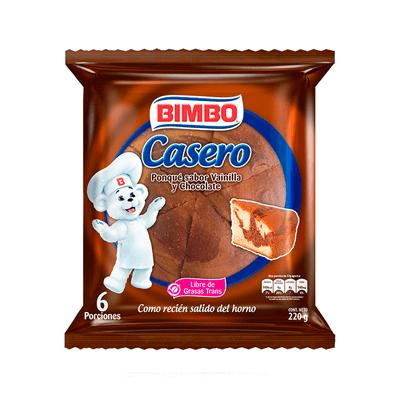 Ponqué BIMBO casero vainilla y chocolate 220g