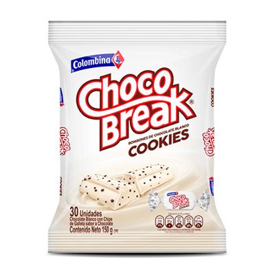 Chocolates Chocobreak cookies COLOMBINA 150g 30uni