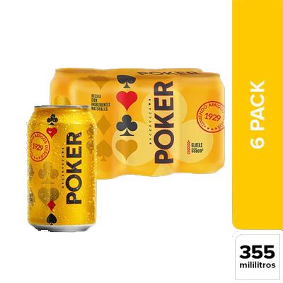 Cerveza POKER lata sixpack 1980ml