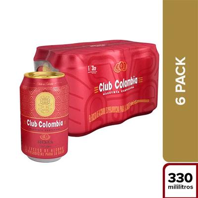 Cerveza CLUB COLOMBIA roja lata sixpack 1980ml