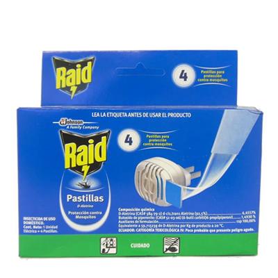 Insecticida RAID unidad eléctrica + pastillas 4un 2.44g