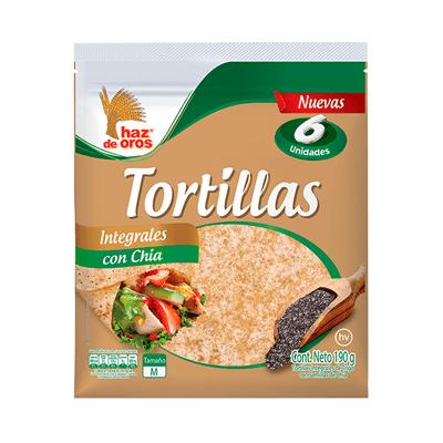 Tortillas HAZ DE OROS integrales con chía 190g 6uni