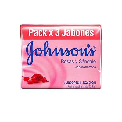 Jabón JOHNSONS rosas adulto 330g 3un