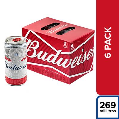 Cerveza BUDWEISER lata 269ml sixpack 1614ml