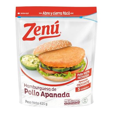 Hamburguesa ZENÚ de pollo apanada 425g